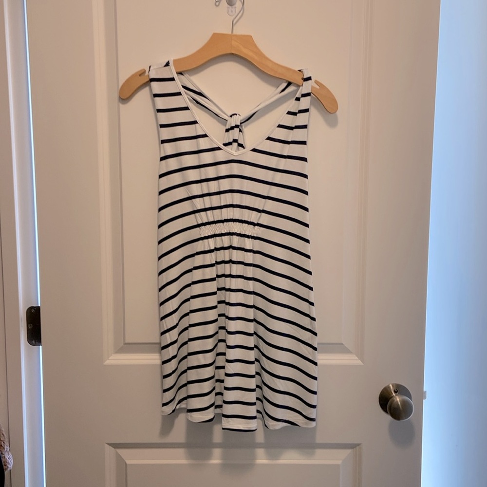 White and blue striped twist back tank top - Maternity